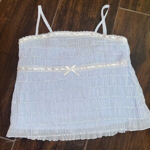 ✨ NWT No Boundaries Ruched lt blue Lace-Trim Ruffle Cami – Size M (8–10)